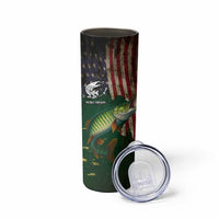 Musky Fishing Design Skinny Tumbler with American Flag Background and Custom Name Print - Wonder Print Shop
