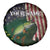 Musky Fishing Design Spare Tire Cover with American Flag Background and Custom Name Print - Wonder Print Shop