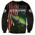 Musky Fishing Design Sweatshirt with American Flag Background and Custom Name Print - Wonder Print Shop