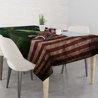 Musky Fishing Design Tablecloth with American Flag Background and Custom Name Print - Wonder Print Shop