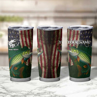 Musky Fishing Design Tumbler Cup with American Flag Background and Custom Name Print - Wonder Print Shop