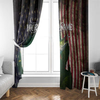 Musky Fishing Design Window Curtain with American Flag Background and Custom Name Print - Wonder Print Shop