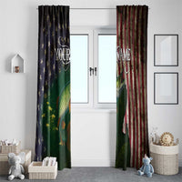 Musky Fishing Design Window Curtain with American Flag Background and Custom Name Print - Wonder Print Shop