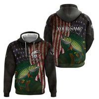 Musky Fishing Design Zip Hoodie with American Flag Background and Custom Name Print - Wonder Print Shop