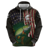 Musky Fishing Design Zip Hoodie with American Flag Background and Custom Name Print - Wonder Print Shop