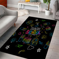 Back To School New Year New Chapter Area Rug Colorful Neon Chalkboard Doodle School Supplies