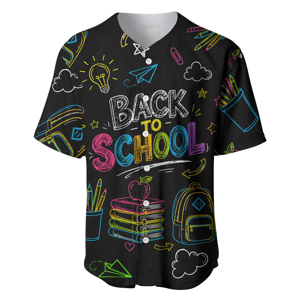 Back To School New Year New Chapter Baseball Jersey Colorful Neon Chalkboard Doodle School Supplies