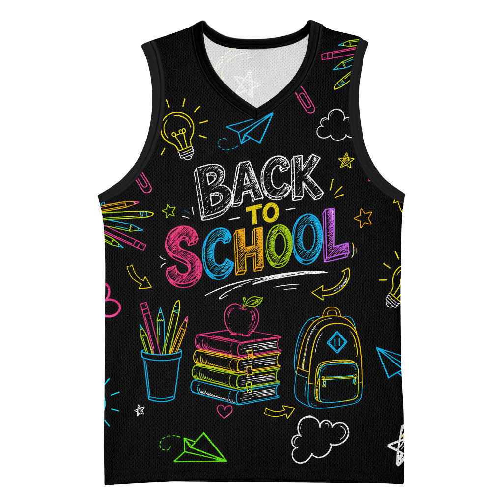 Back To School New Year New Chapter Basketball Jersey Colorful Neon Chalkboard Doodle School Supplies