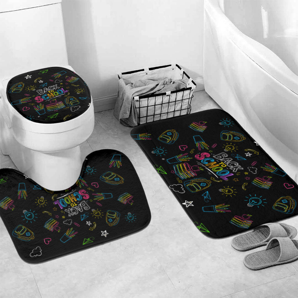 Back To School New Year New Chapter Bathroom Set Colorful Neon Chalkboard Doodle School Supplies