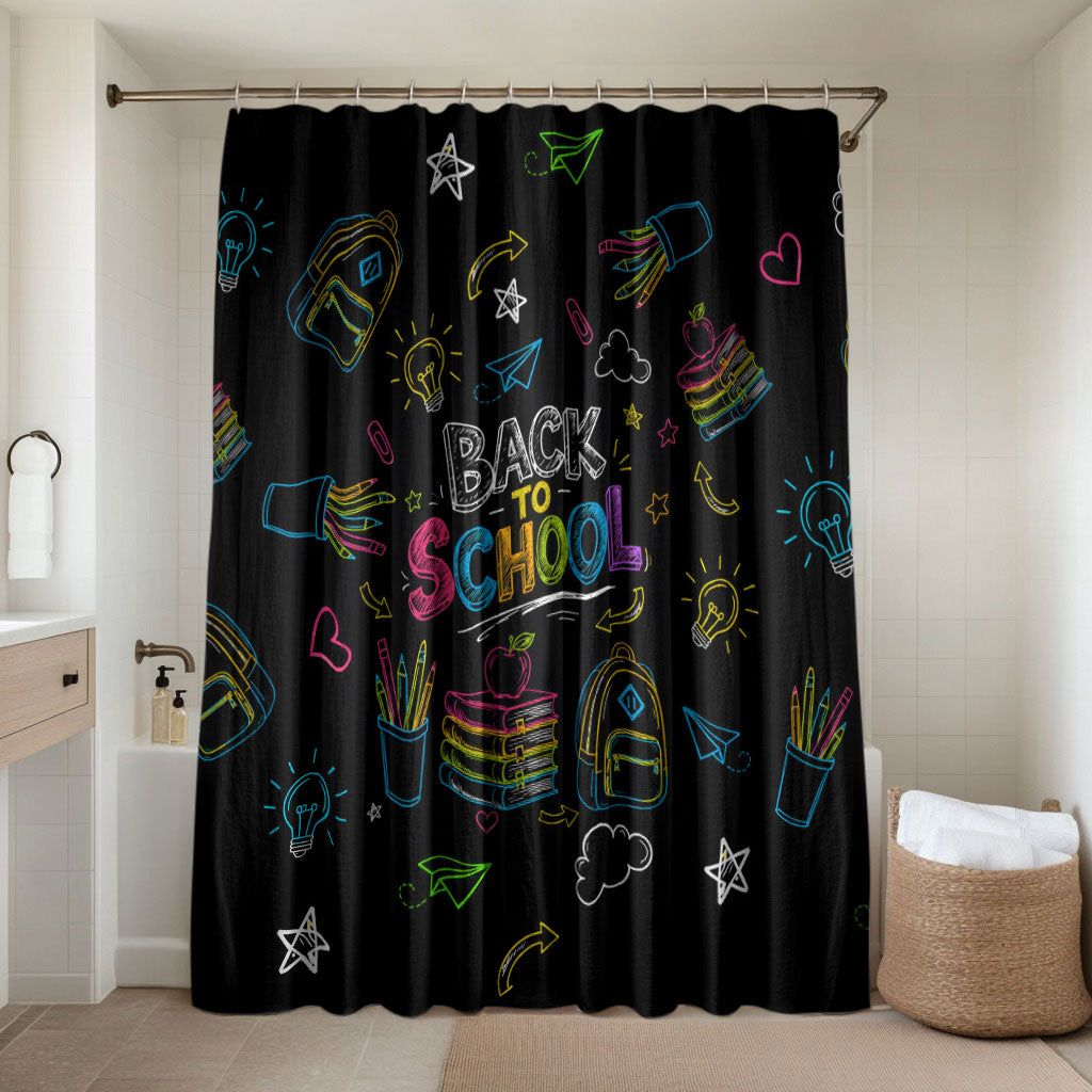 Back To School New Year New Chapter Bathroom Set Colorful Neon Chalkboard Doodle School Supplies