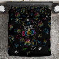 Back To School New Year New Chapter Bedding Set Colorful Neon Chalkboard Doodle School Supplies