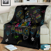 Back To School New Year New Chapter Blanket Colorful Neon Chalkboard Doodle School Supplies