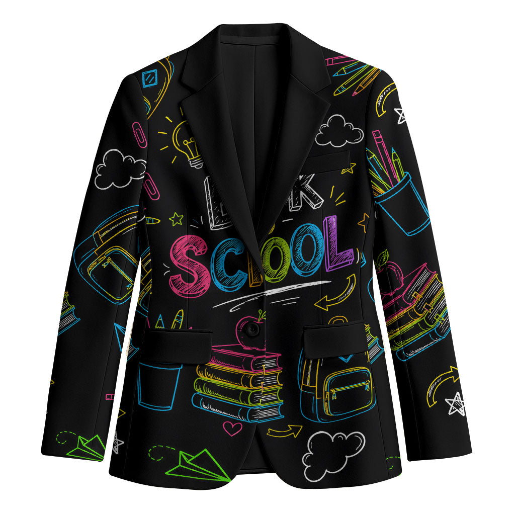 Back To School New Year New Chapter Blazer Colorful Neon Chalkboard Doodle School Supplies