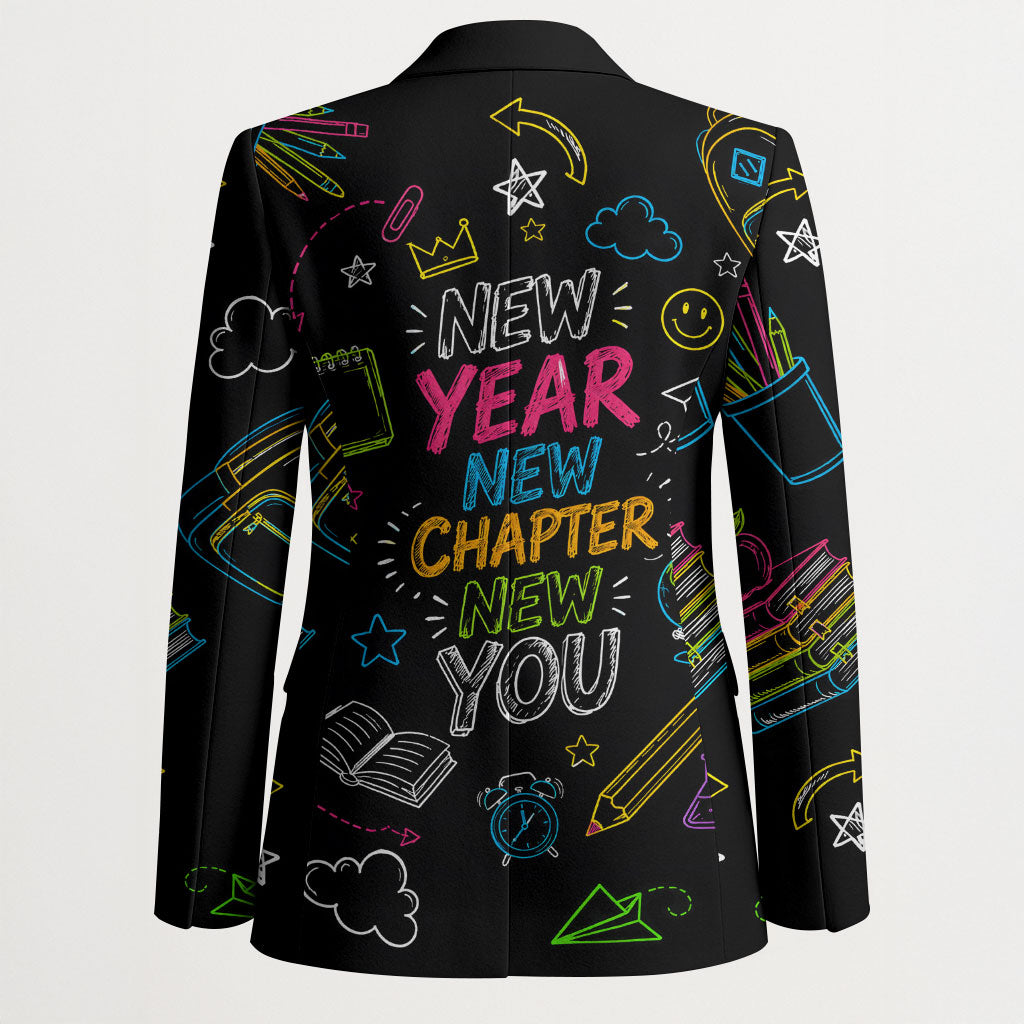Back To School New Year New Chapter Blazer Colorful Neon Chalkboard Doodle School Supplies