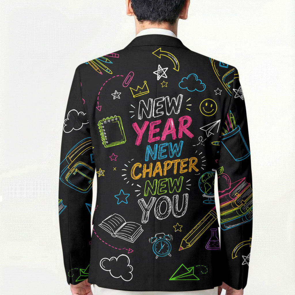Back To School New Year New Chapter Blazer Colorful Neon Chalkboard Doodle School Supplies