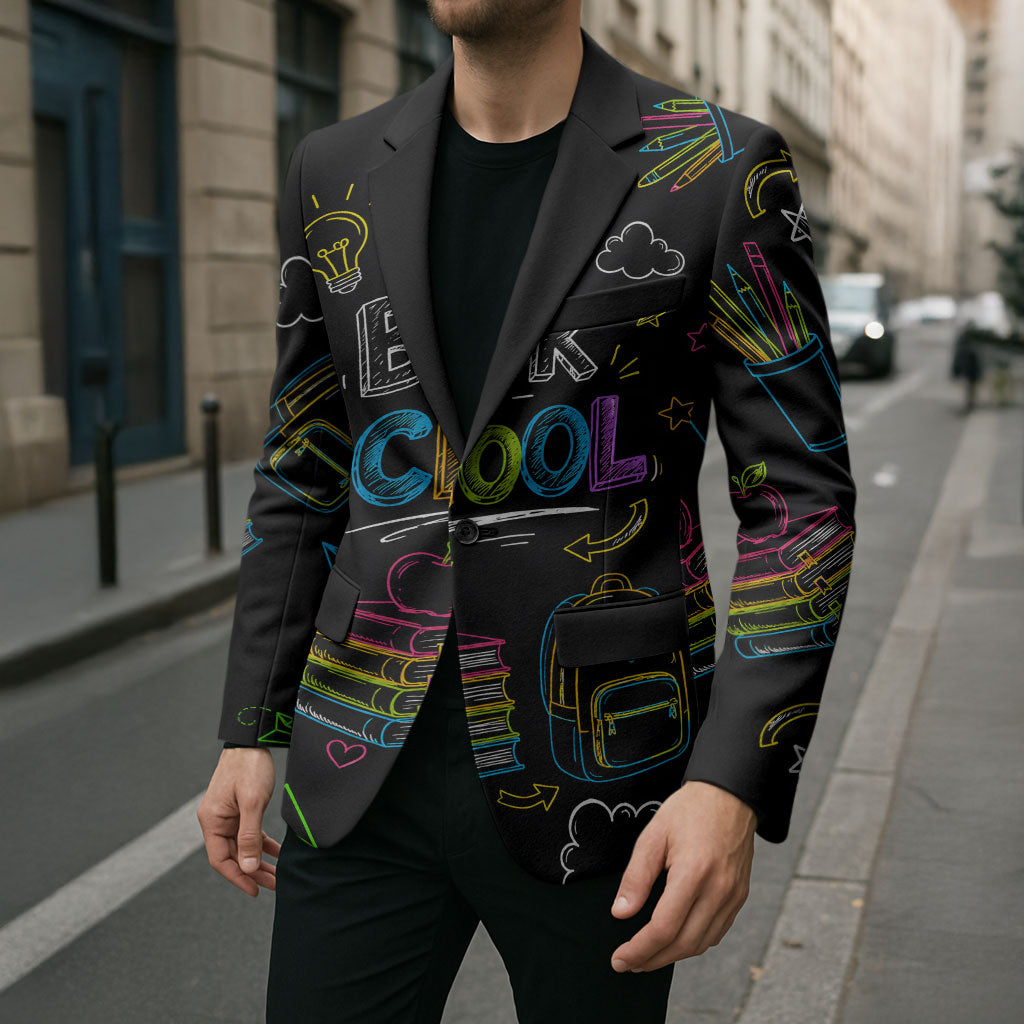 Back To School New Year New Chapter Blazer Colorful Neon Chalkboard Doodle School Supplies