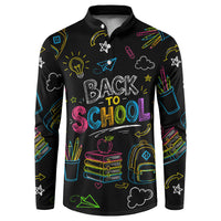 Back To School New Year New Chapter Button Sweatshirt Colorful Neon Chalkboard Doodle School Supplies