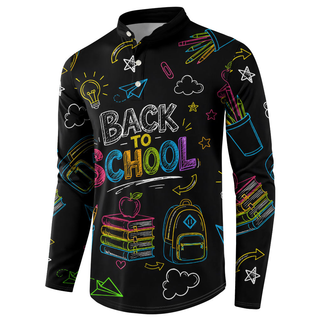 Back To School New Year New Chapter Button Sweatshirt Colorful Neon Chalkboard Doodle School Supplies