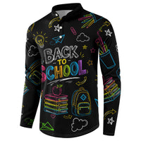 Back To School New Year New Chapter Button Sweatshirt Colorful Neon Chalkboard Doodle School Supplies