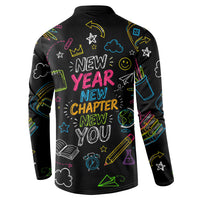 Back To School New Year New Chapter Button Sweatshirt Colorful Neon Chalkboard Doodle School Supplies
