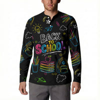 Back To School New Year New Chapter Button Sweatshirt Colorful Neon Chalkboard Doodle School Supplies