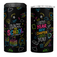 Back To School New Year New Chapter 4 in 1 Can Cooler Tumbler Colorful Neon Chalkboard Doodle School Supplies