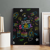 Back To School New Year New Chapter Canvas Wall Art Colorful Neon Chalkboard Doodle School Supplies