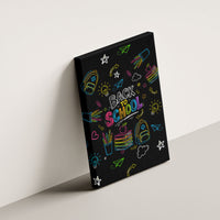 Back To School New Year New Chapter Canvas Wall Art Colorful Neon Chalkboard Doodle School Supplies