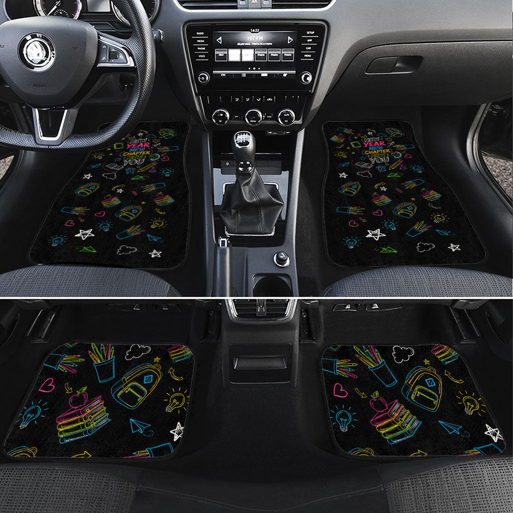 Back To School New Year New Chapter Car Mats Colorful Neon Chalkboard Doodle School Supplies