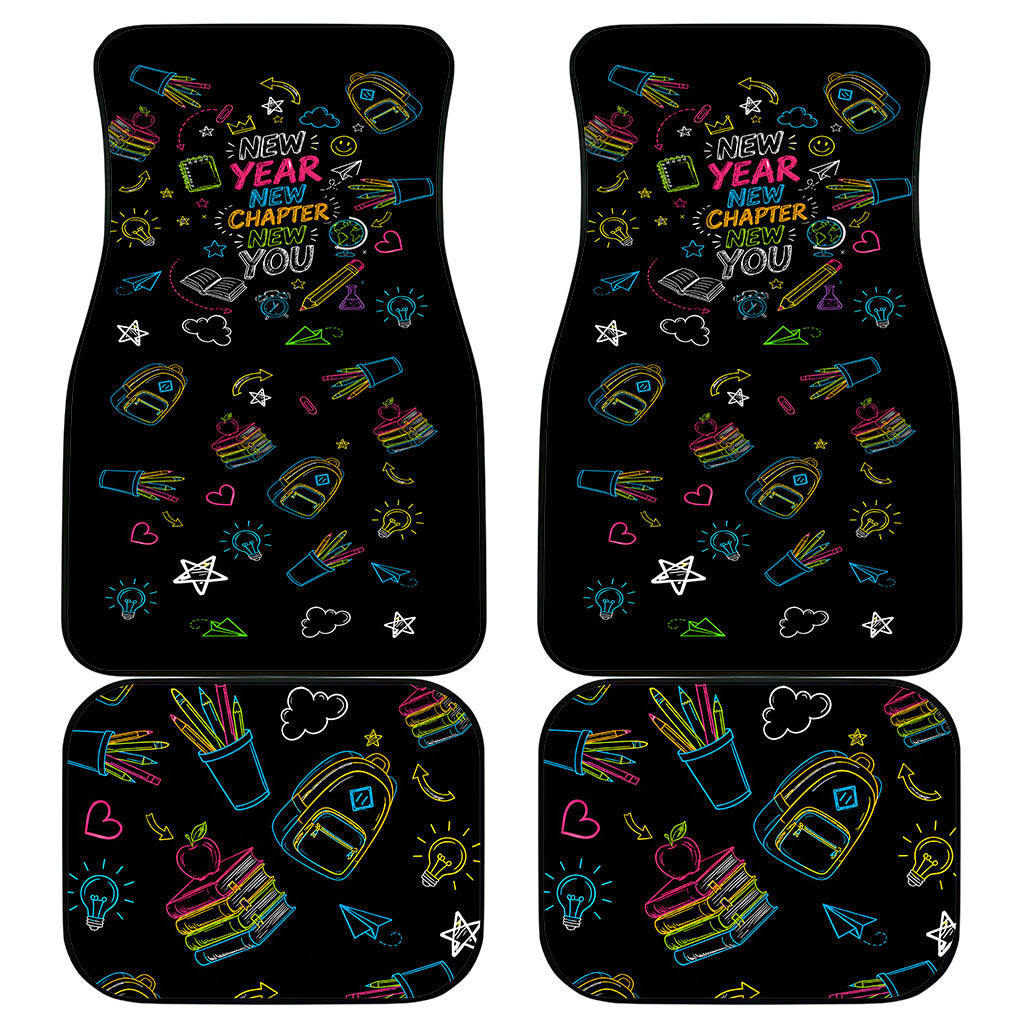 Back To School New Year New Chapter Car Mats Colorful Neon Chalkboard Doodle School Supplies