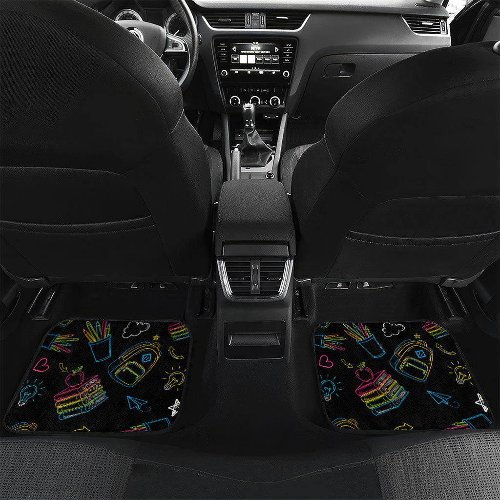 Back To School New Year New Chapter Car Mats Colorful Neon Chalkboard Doodle School Supplies