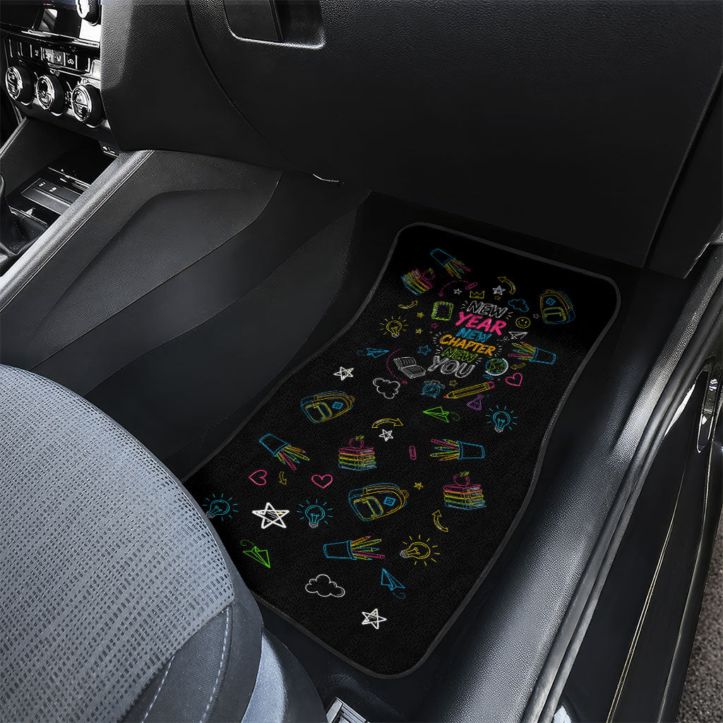 Back To School New Year New Chapter Car Mats Colorful Neon Chalkboard Doodle School Supplies