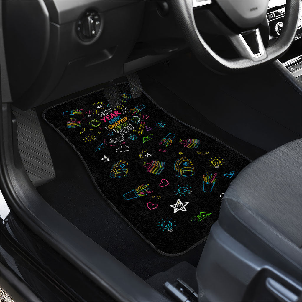 Back To School New Year New Chapter Car Mats Colorful Neon Chalkboard Doodle School Supplies