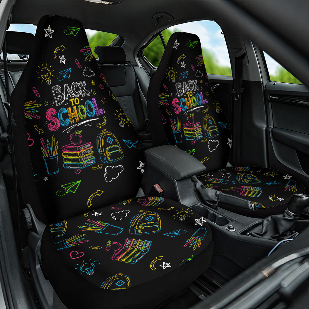 Back To School New Year New Chapter Car Seat Cover Colorful Neon Chalkboard Doodle School Supplies