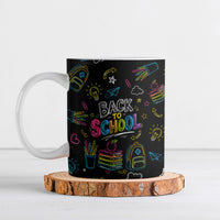 Back To School New Year New Chapter Ceramic Mug Colorful Neon Chalkboard Doodle School Supplies