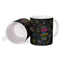 Back To School New Year New Chapter Ceramic Mug Colorful Neon Chalkboard Doodle School Supplies