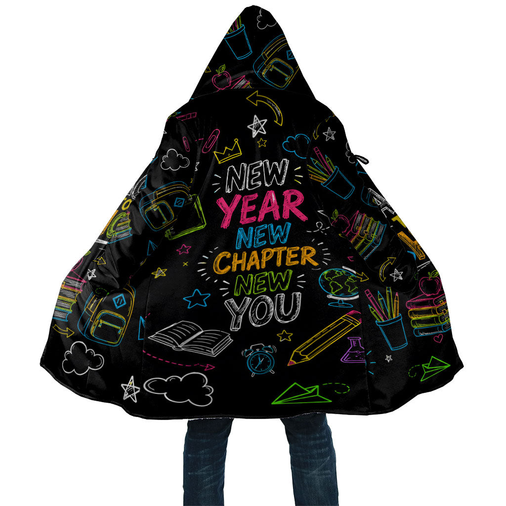 Back To School New Year New Chapter Cloak Colorful Neon Chalkboard Doodle School Supplies