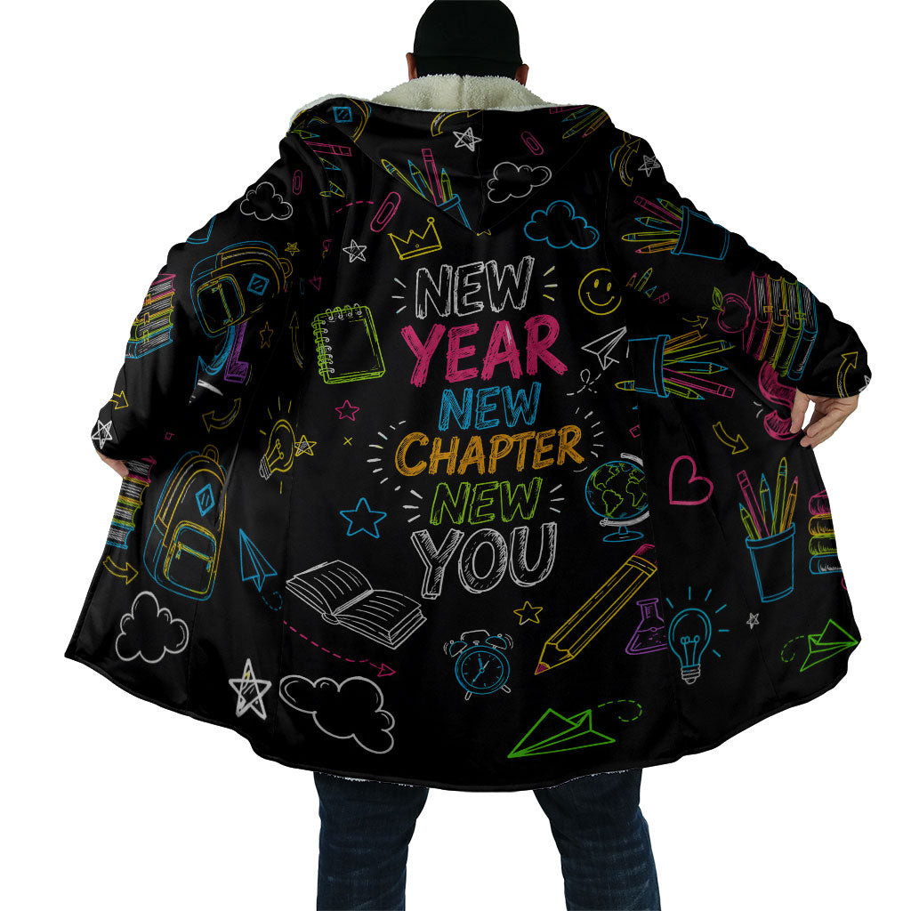 Back To School New Year New Chapter Cloak Colorful Neon Chalkboard Doodle School Supplies