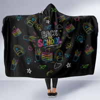 Back To School New Year New Chapter Hooded Blanket Colorful Neon Chalkboard Doodle School Supplies