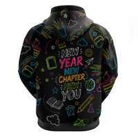 Back To School New Year New Chapter Hoodie Colorful Neon Chalkboard Doodle School Supplies