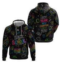 Back To School New Year New Chapter Hoodie Colorful Neon Chalkboard Doodle School Supplies