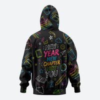 Back To School New Year New Chapter Hoodie Colorful Neon Chalkboard Doodle School Supplies