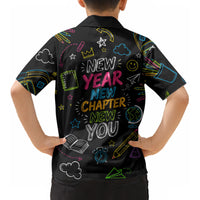 Back To School New Year New Chapter Kid Hawaiian Shirt Colorful Neon Chalkboard Doodle School Supplies