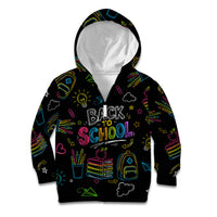Back To School New Year New Chapter Kid Hoodie Colorful Neon Chalkboard Doodle School Supplies