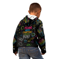 Back To School New Year New Chapter Kid Hoodie Colorful Neon Chalkboard Doodle School Supplies