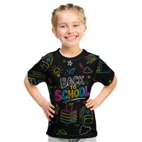Back To School New Year New Chapter Kid T Shirt Colorful Neon Chalkboard Doodle School Supplies