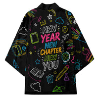 Back To School New Year New Chapter Kimono Colorful Neon Chalkboard Doodle School Supplies