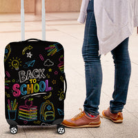Back To School New Year New Chapter Luggage Cover Colorful Neon Chalkboard Doodle School Supplies