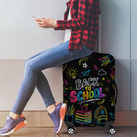 Back To School New Year New Chapter Luggage Cover Colorful Neon Chalkboard Doodle School Supplies
