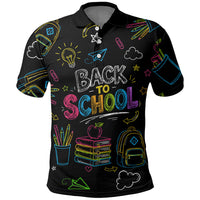 Back To School New Year New Chapter Polo Shirt Colorful Neon Chalkboard Doodle School Supplies